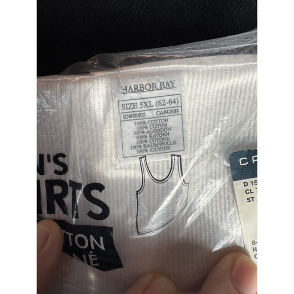 Harbor Bay Tank A-Shirts Big Men's 5XL 62-64 Ribbed Cotton Undershirts 2 Pack - Picture 2 of 5